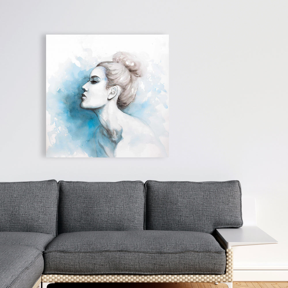 Toile aquarelle abstraite représentant une fille - Décoration de chambre à coucher