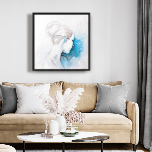 Watercolor Girl with Hair Bun Canvas | Beauty Bedroom Decor