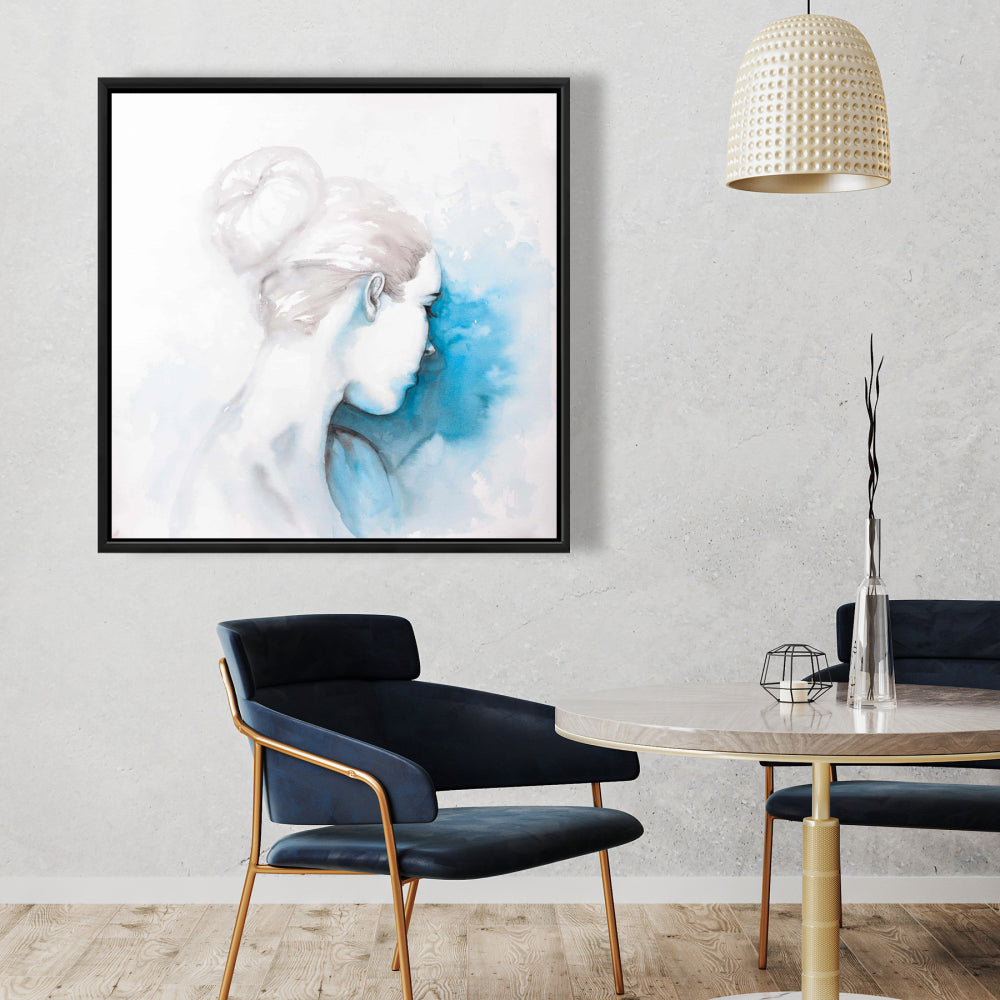 Watercolor Girl with Hair Bun Canvas | Beauty Bedroom Decor
