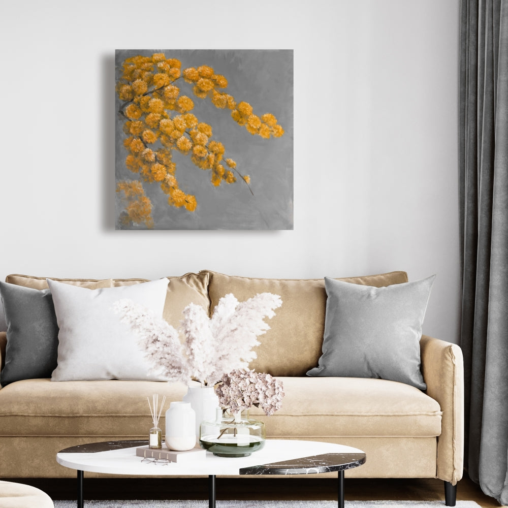 Golden Wattle Plant Canvas - Floral Botanical Bedroom Decor