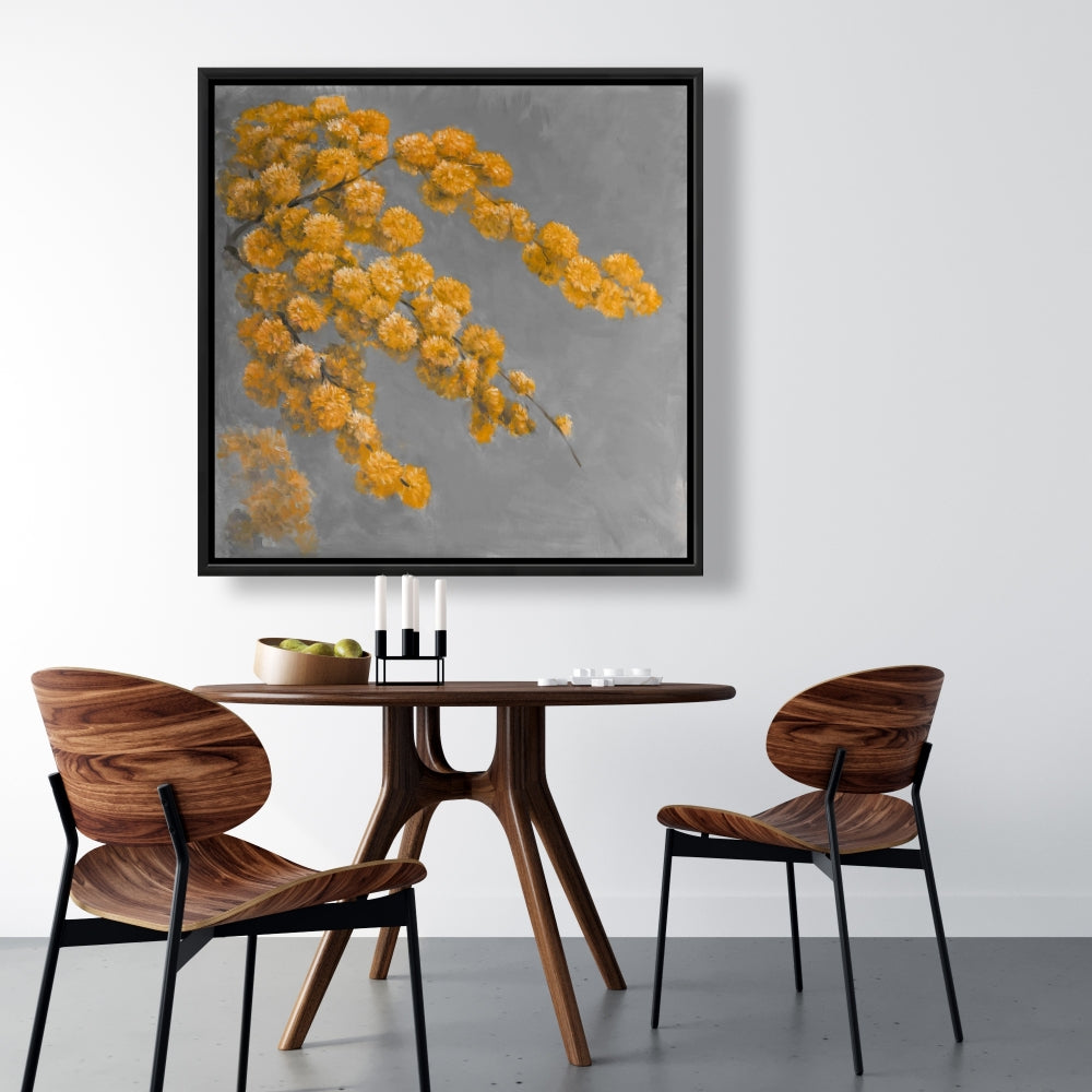Golden Wattle Plant Gray Framed Canvas | Home Decor Art