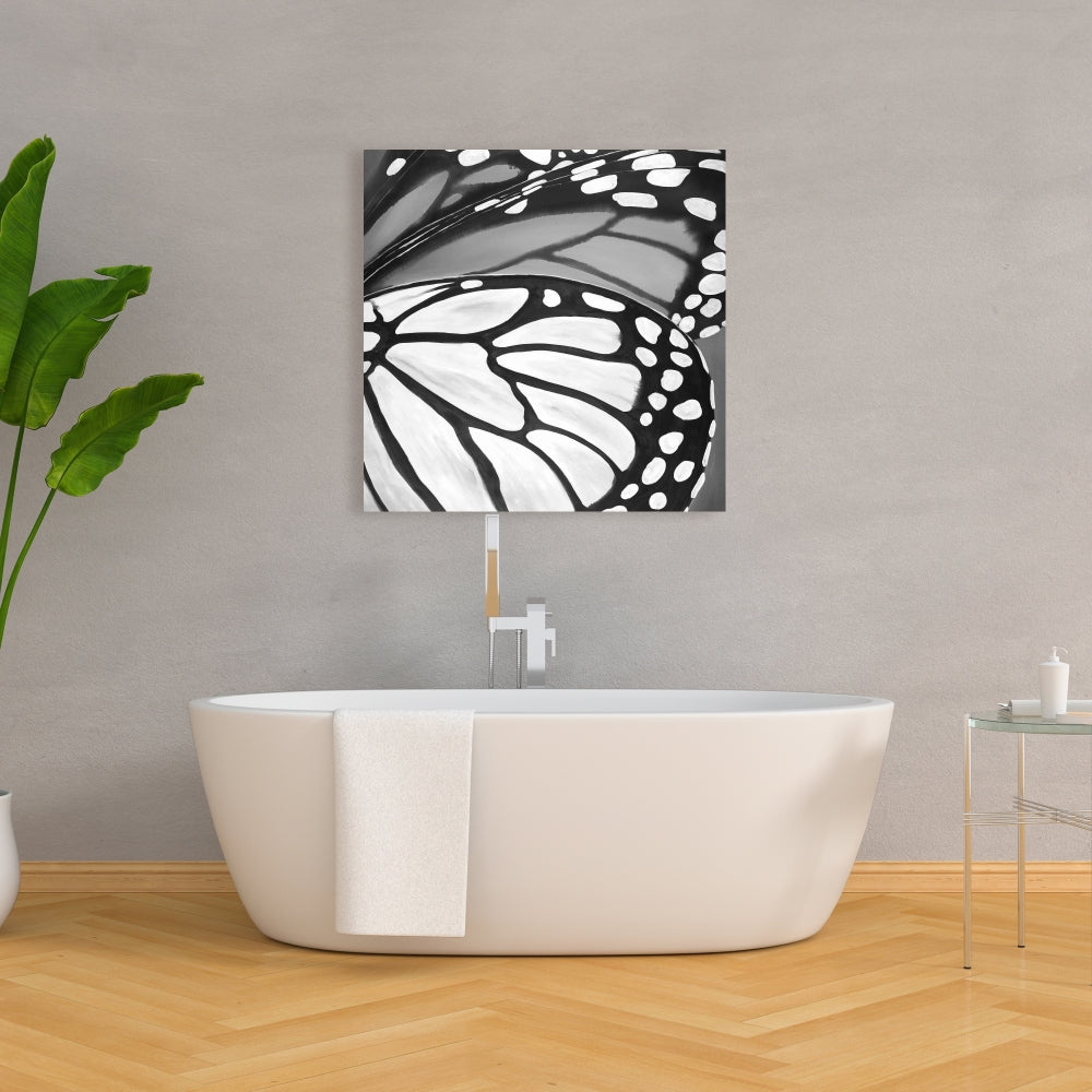 Butterfly Wings Closeup Canvas - Monochrome White Wall Art