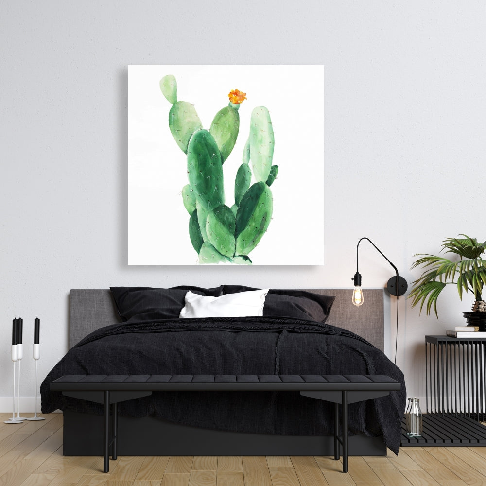 Watercolor Paddle Cactus Canvas | Botanical Bedroom Decor