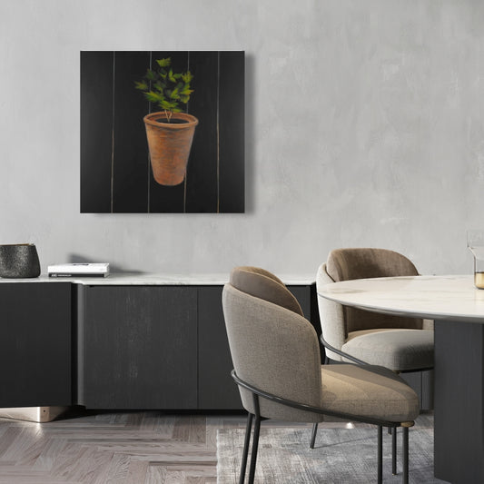 Toile botanique Hygge marron | Décoration d'intérieur avec plante de persil