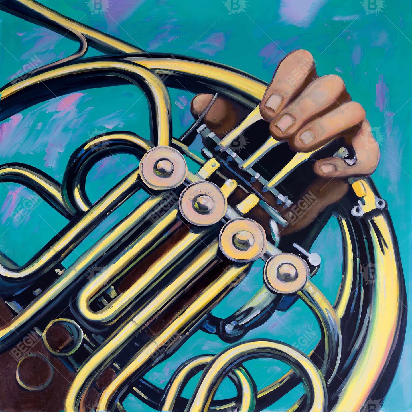 Musician with French Horn Canvas | Home Decor Wall Art