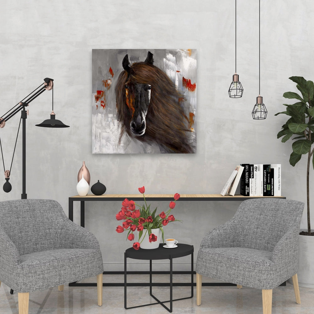 Proud Brown Horse Canvas | Bedroom Animal Decor | Wall Art