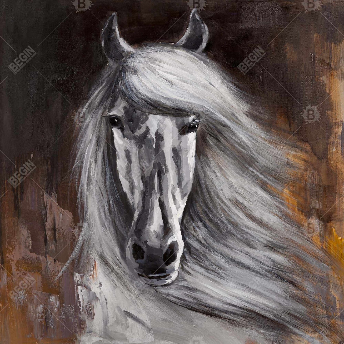 Toile « Cheval blanc fier » | Décoration murale avec animaux de la ferme