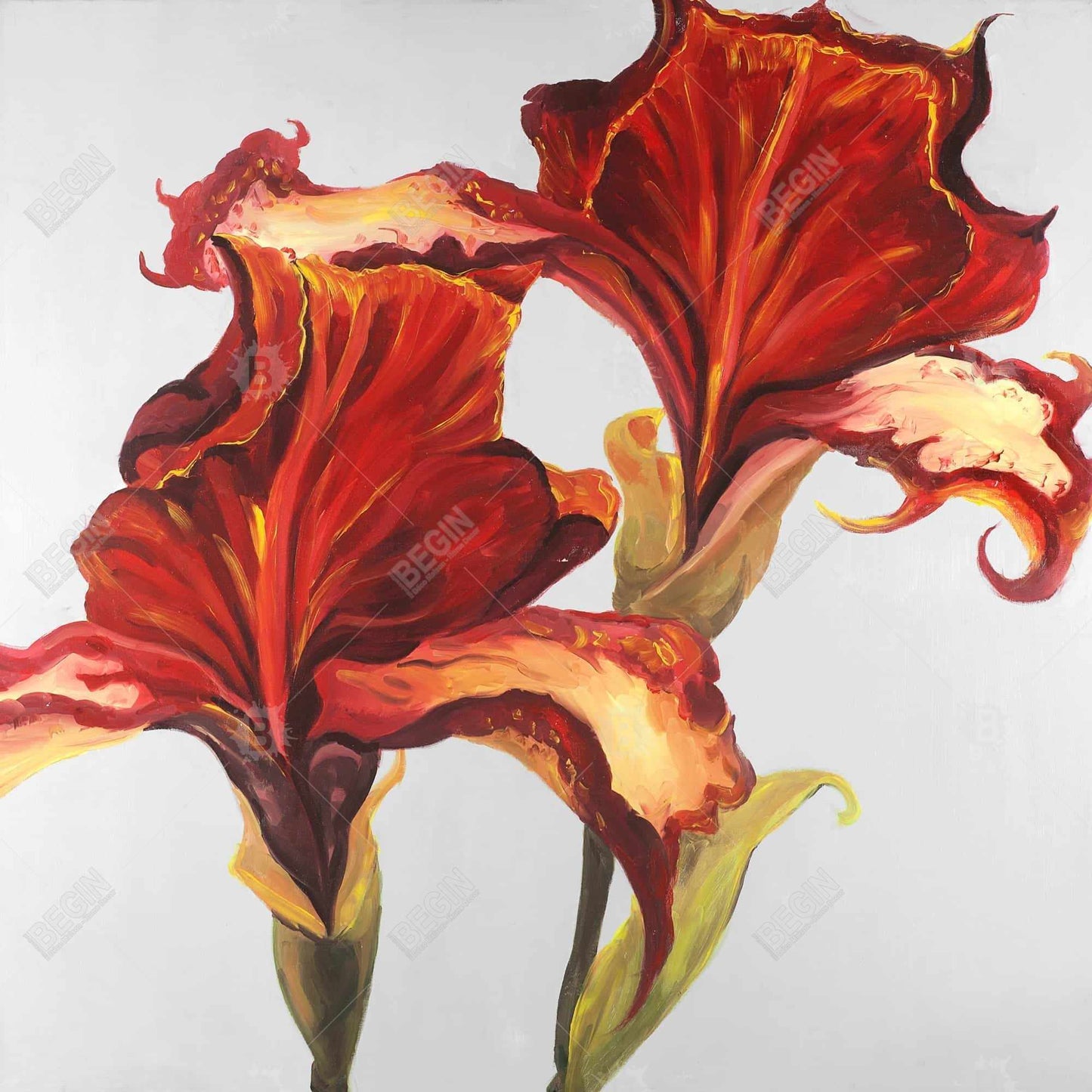 Lys aux couleurs d'automne | Toile encadrée botanique contemporaine