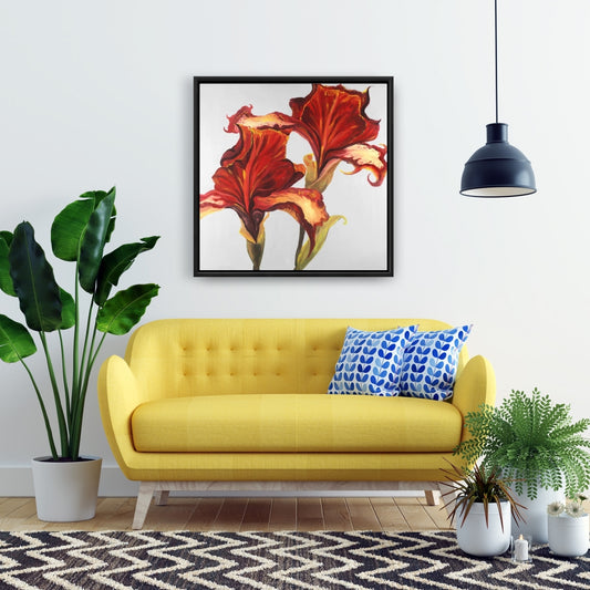 Lys aux couleurs d'automne | Toile encadrée botanique contemporaine