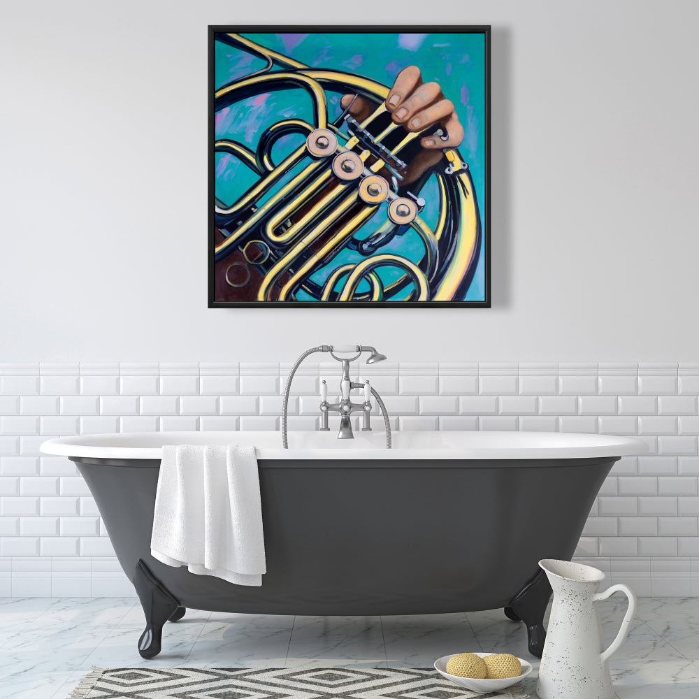 Musician with French Horn Canvas | Home Decor Wall Art