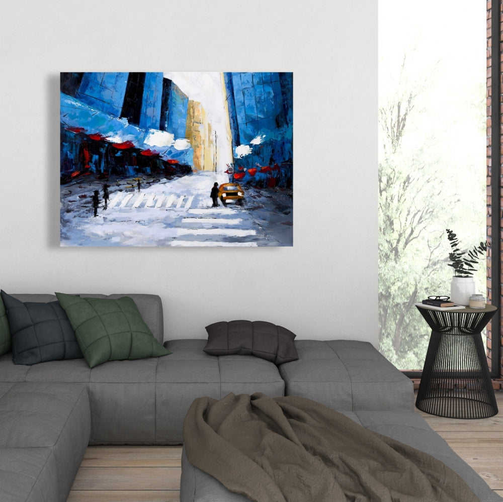 Cities Blue Bedroom Canvas - Blue Buildings Home Decor Art