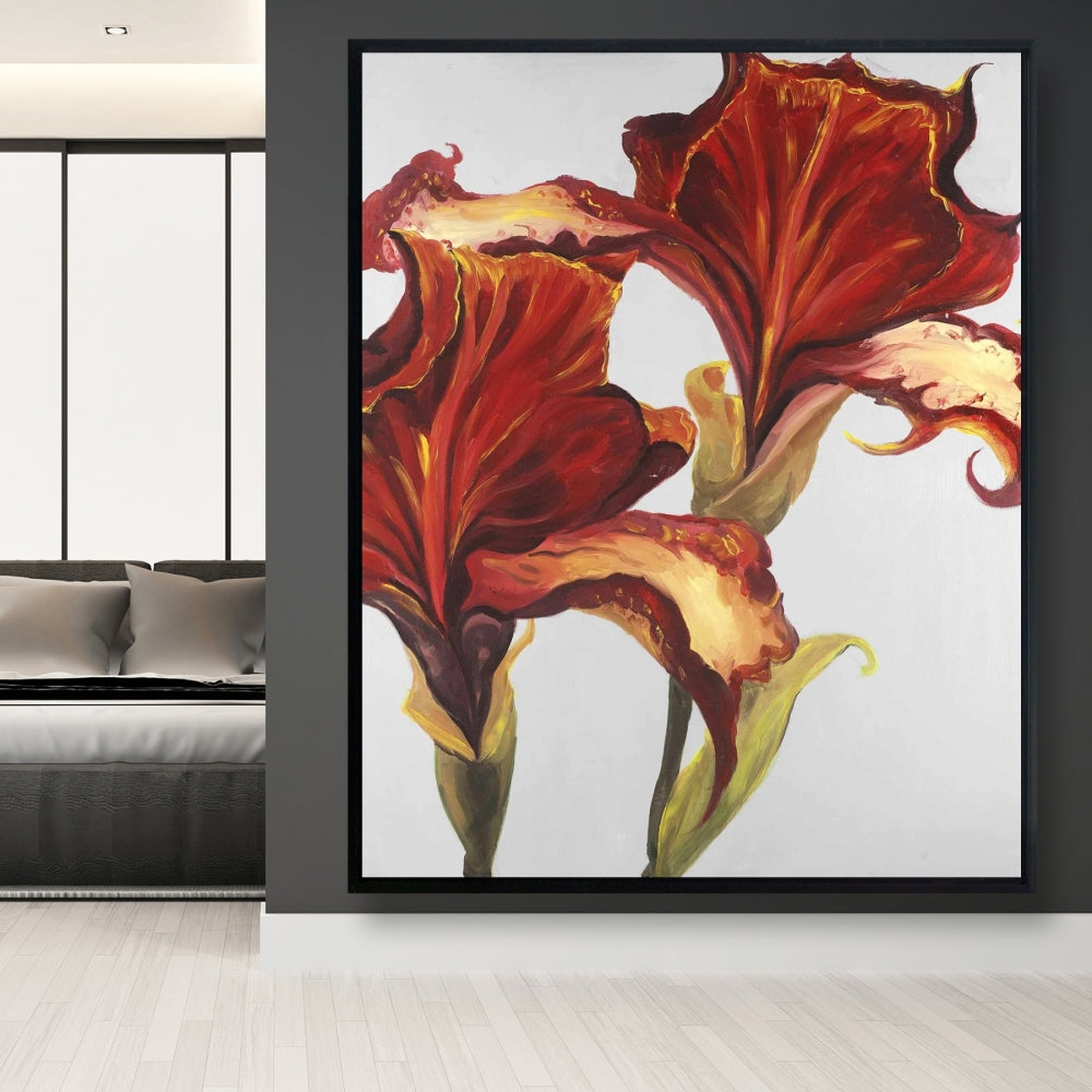 Lys aux couleurs d'automne | Toile encadrée botanique contemporaine