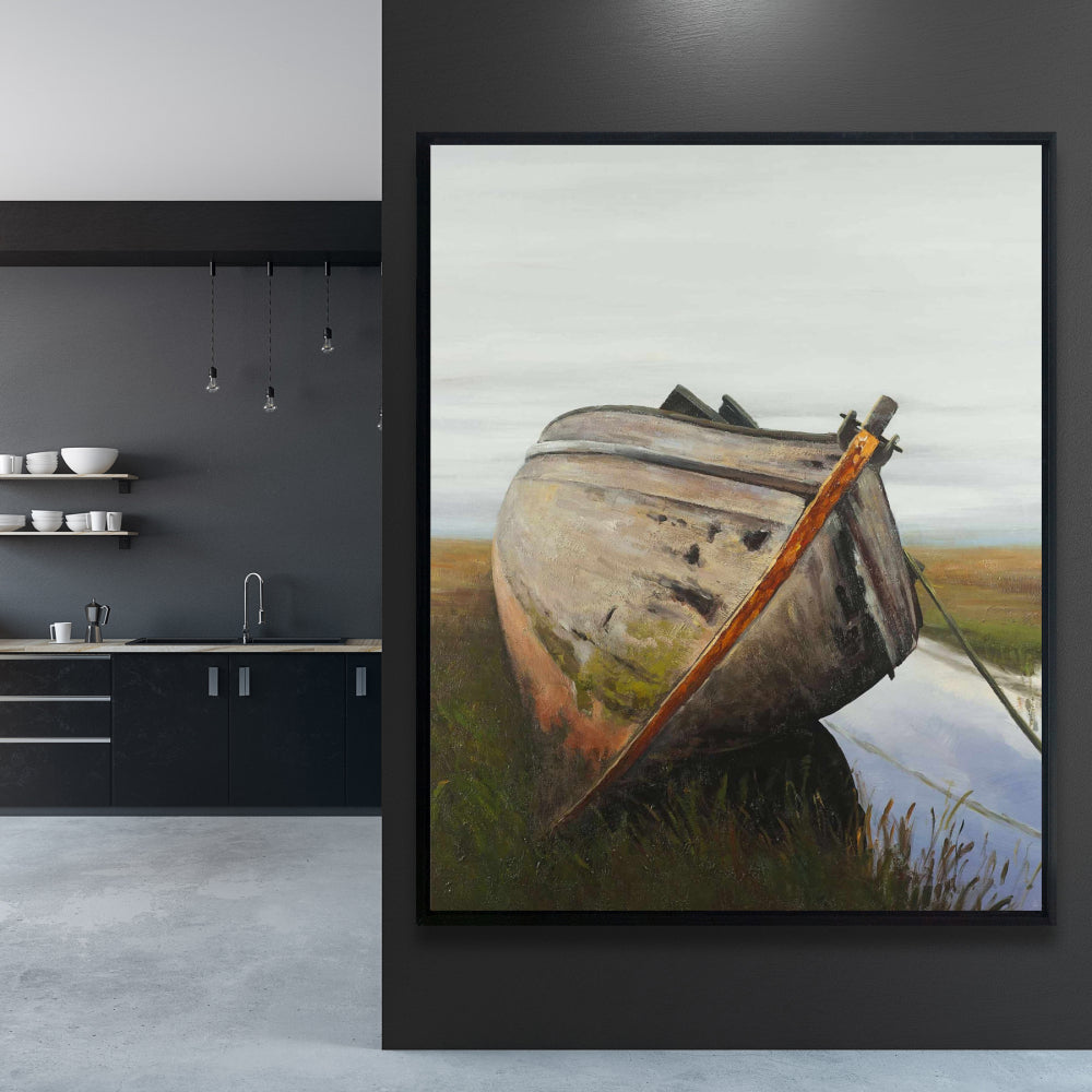 Toile contemporaine pour chambre à coucher | Décoration murale représentant un vieux bateau abandonné