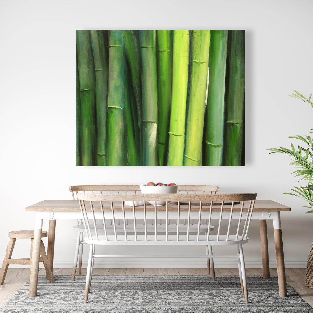 Green Bamboo Asian Floral & Botanical Canvas | Home Decor