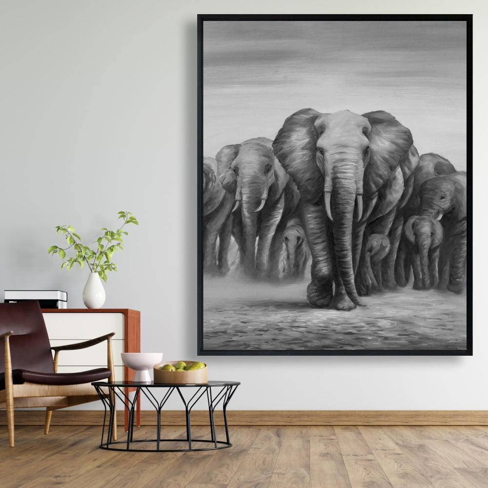 Herd of Elephants Canvas | African Decor | Livingroom Art