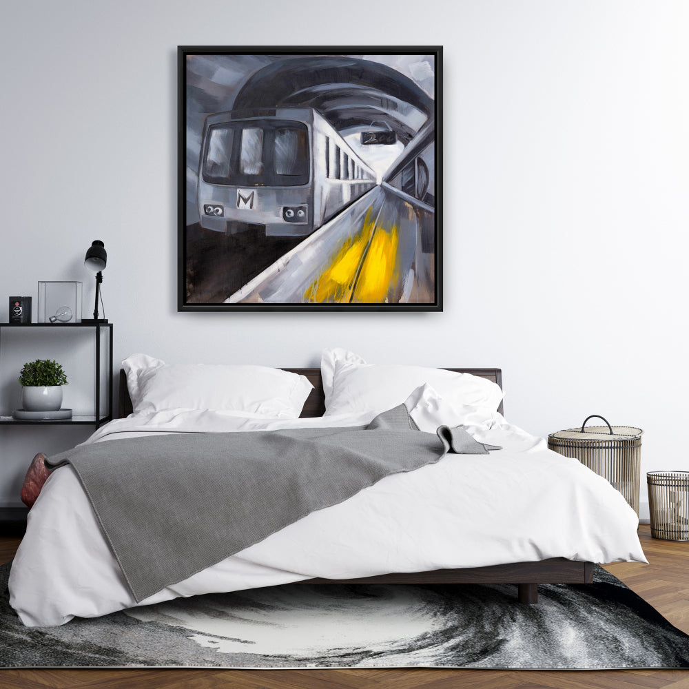 Blue Contemporary Subway Canvas - Framed Home Decor Art