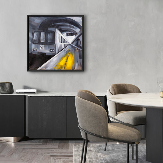 Blue Contemporary Subway Canvas - Framed Home Decor Art