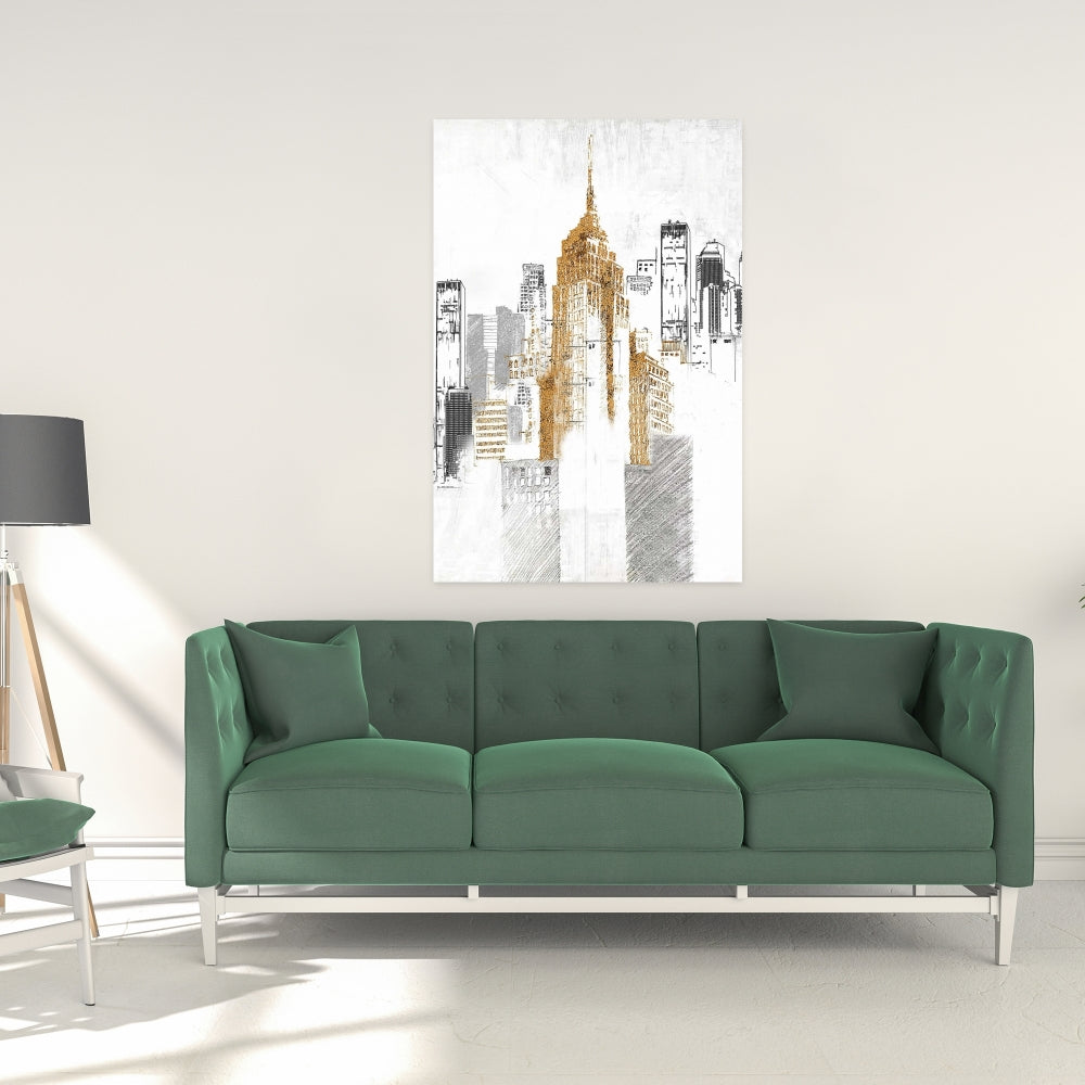 Blurry Sketch Cityscape Canvas | Industrial Home Decor Art
