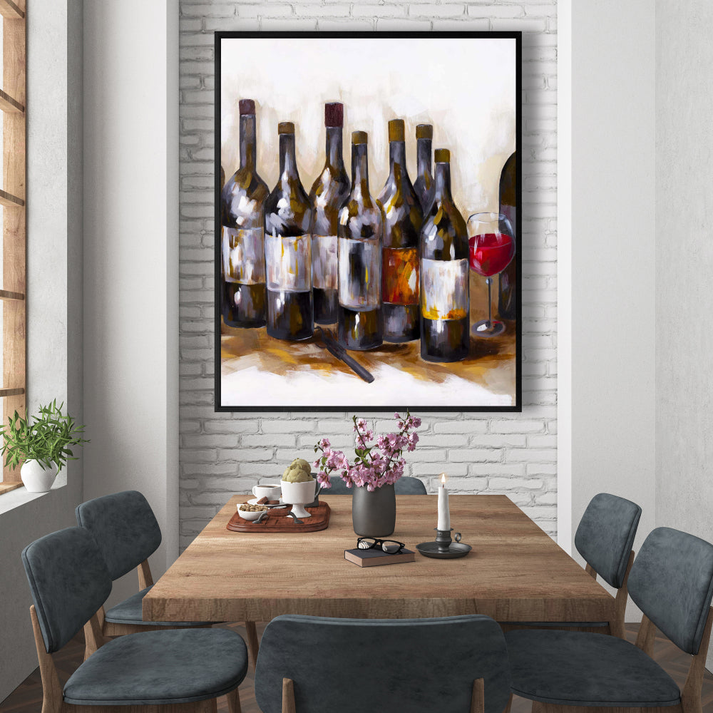 Toile encadrée contemporaine avec vin rouge - Décoration murale