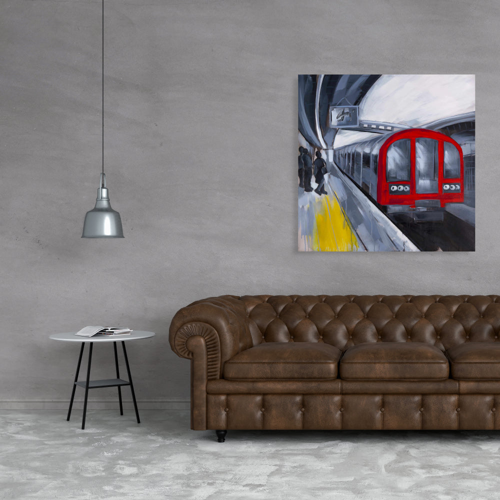 People Waiting Metro Blue Canvas | Home Decor Transportation