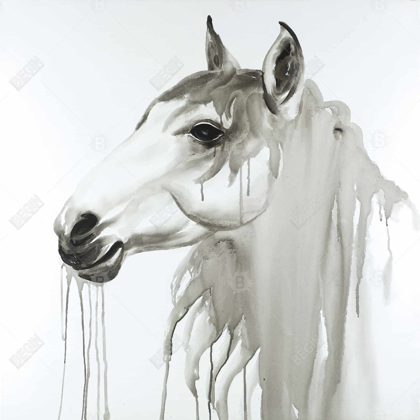 Beautiful White Horse Canvas | Minimalist Bedroom Decor