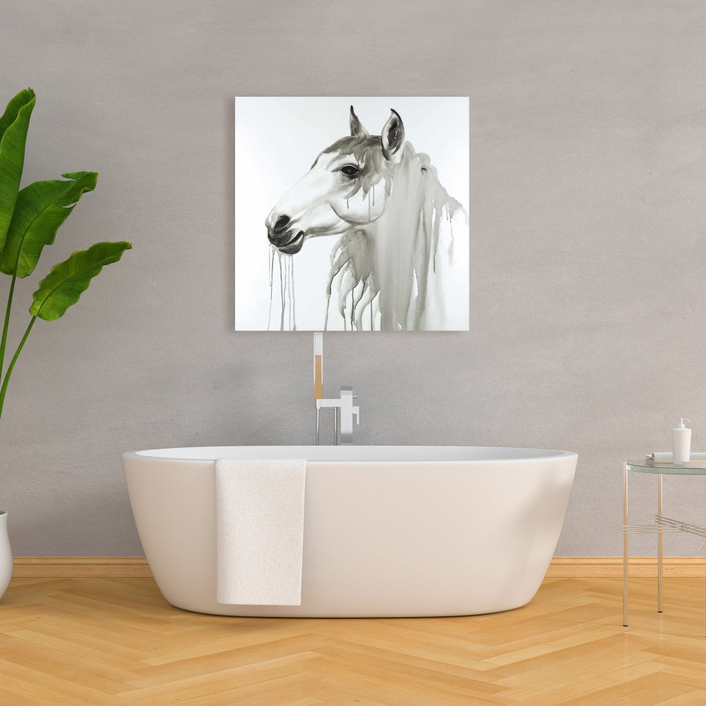 Beautiful White Horse Canvas | Minimalist Bedroom Decor