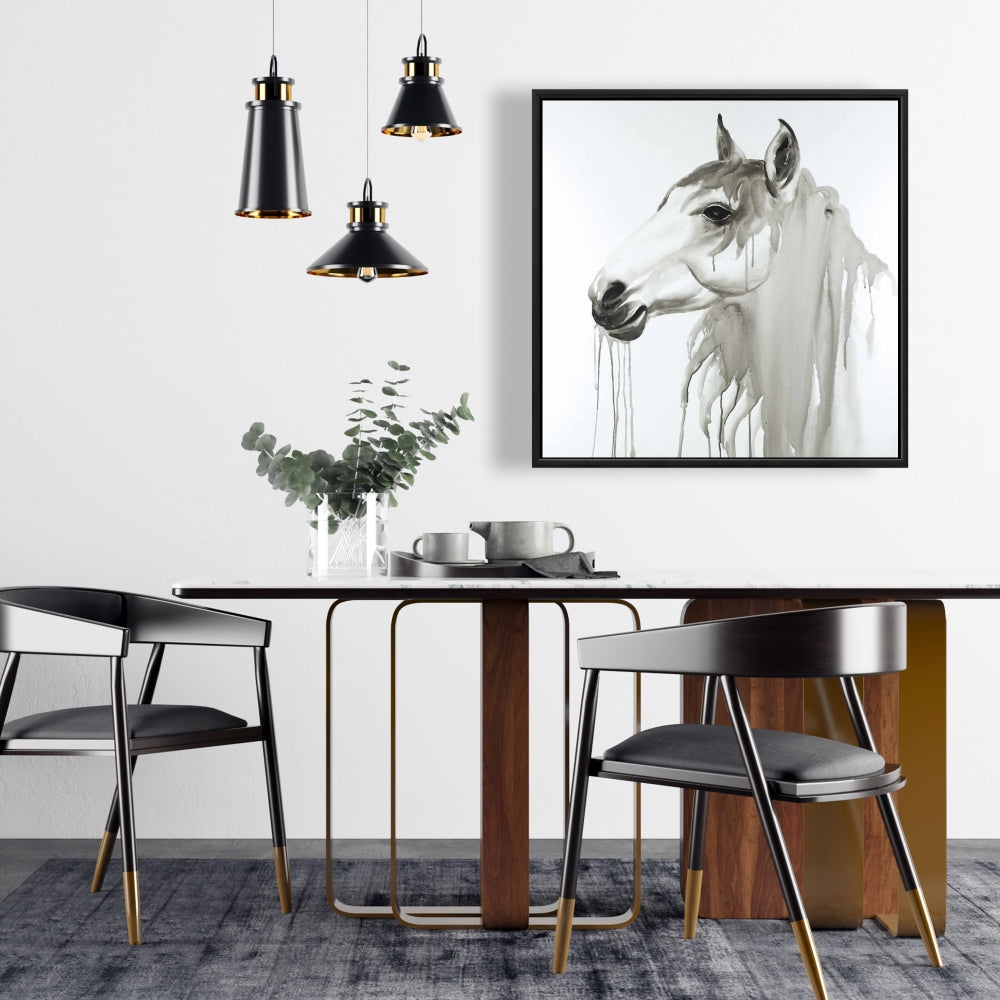 Beautiful White Horse Canvas | Minimalist Bedroom Decor
