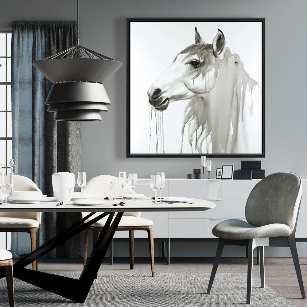 Beautiful White Horse Canvas | Minimalist Bedroom Decor