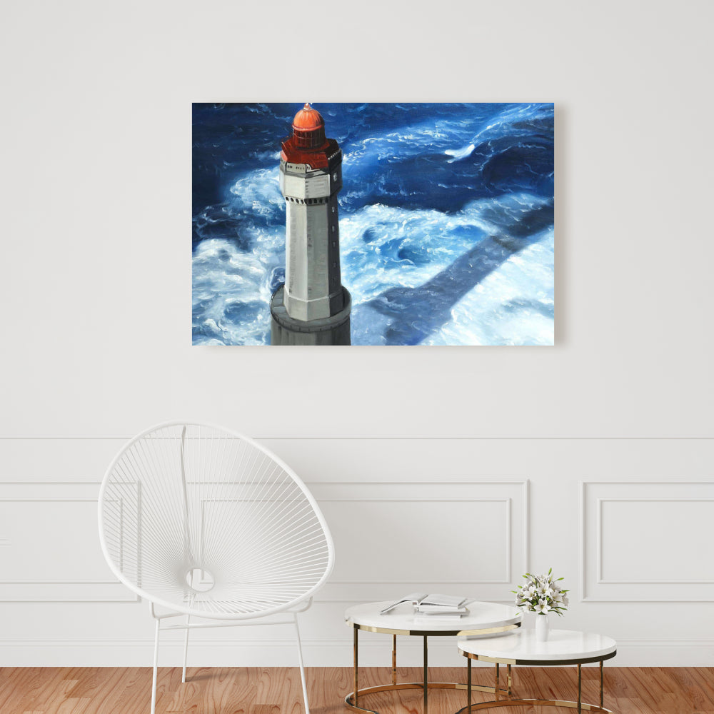 Marine Building Blue Canvas - Le phare de Jument Decor