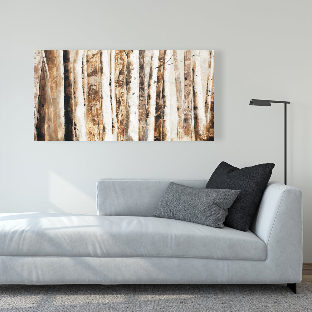 Modern Trees Brown Canvas | Abstract Forest Wall Art Decor