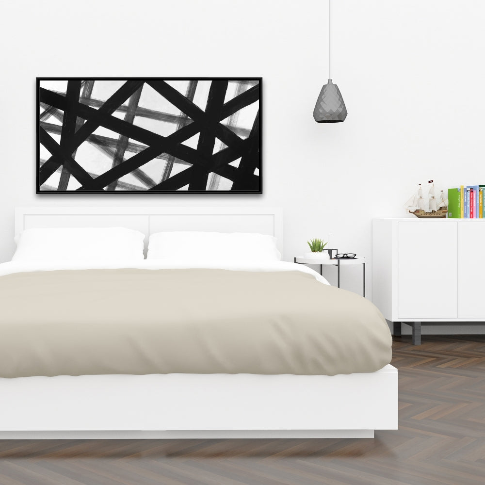 Toile encadrée blanche aux lignes abstraites et audacieuses - Décoration d'intérieur contemporaine