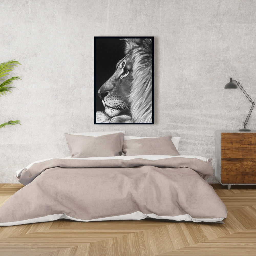Lion and Lioness Framed Canvas | Bedroom Decor African Art