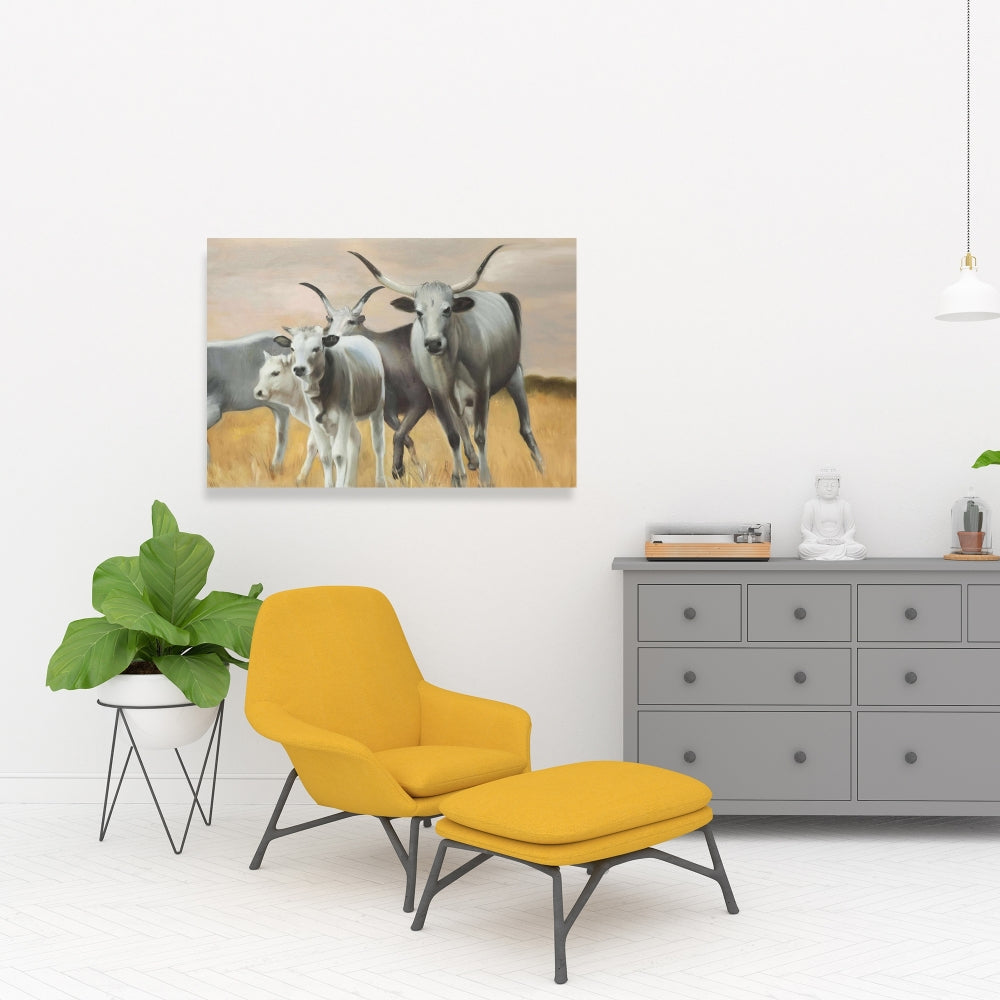 Rustic Nguni Breeding Farm Animals Canvas - Home Decor Art