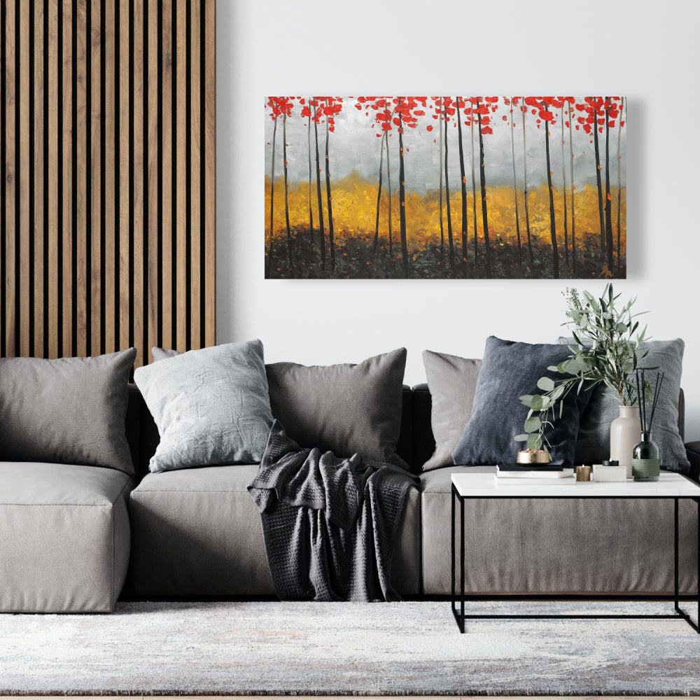 Gray Bedroom Trees Canvas - Abstract Landscape Home Decor