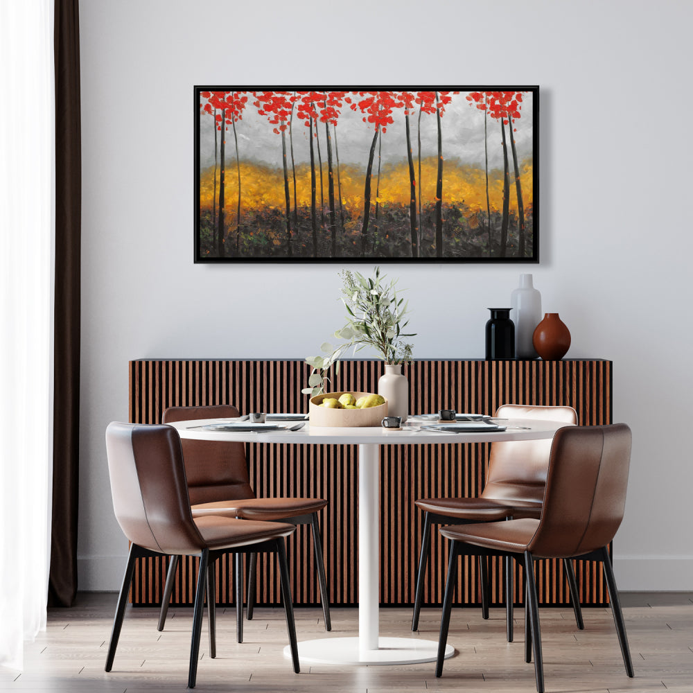 Abstract Autumn Trees | Contemporary Landscapes Framed Canvas
