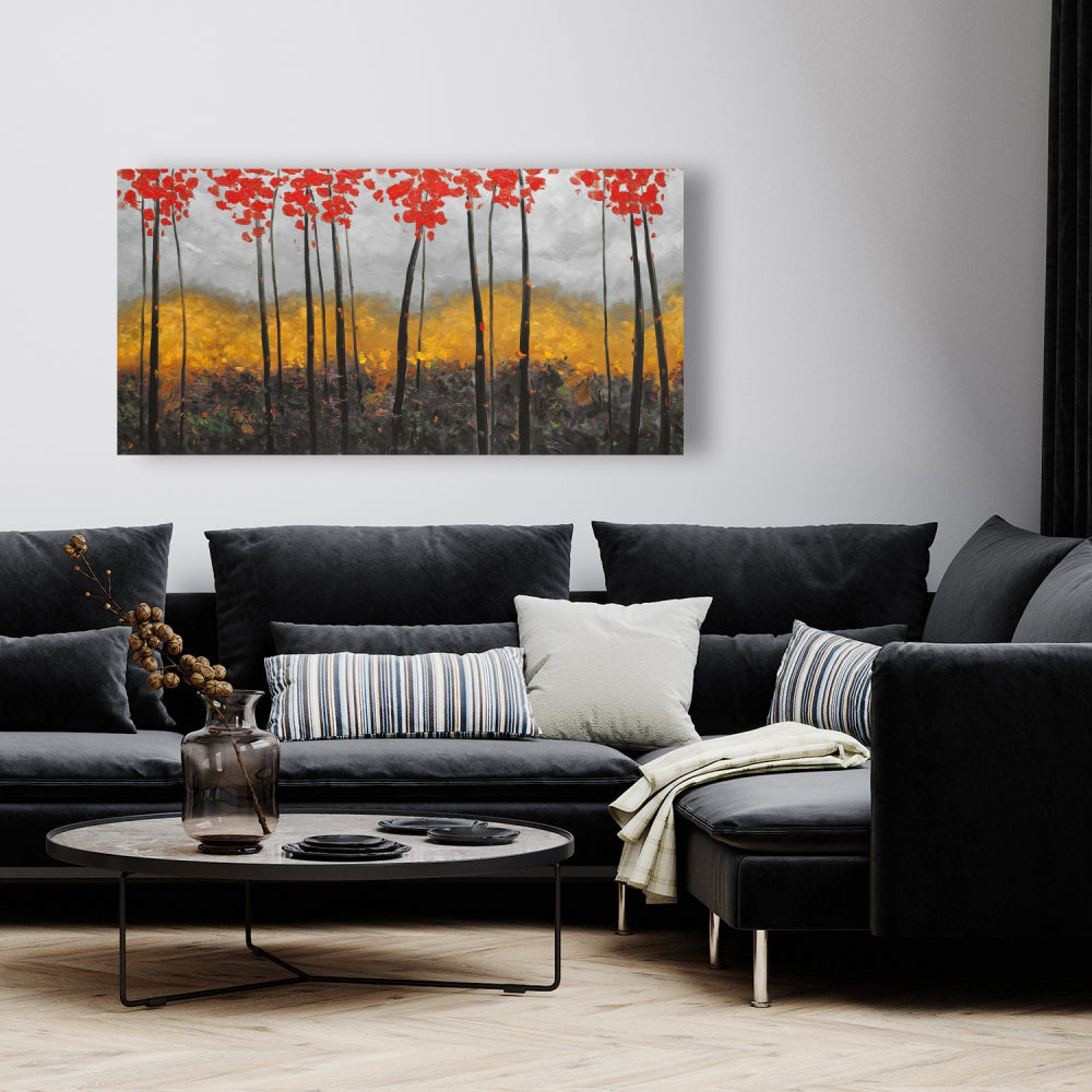 Abstract Autumn Trees Canvas - Gray Landscapes Bedroom Decor