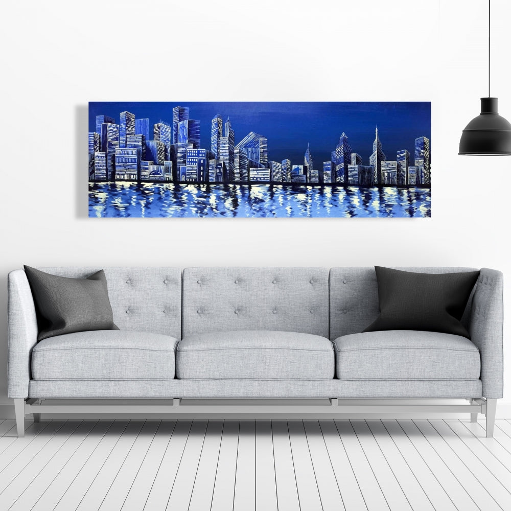 Blue Skyline Canvas | Contemporary Cities Home Decor Wall Art