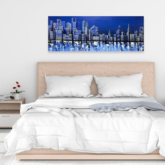 Blue Skyline Canvas | Contemporary Cities Home Decor Wall Art
