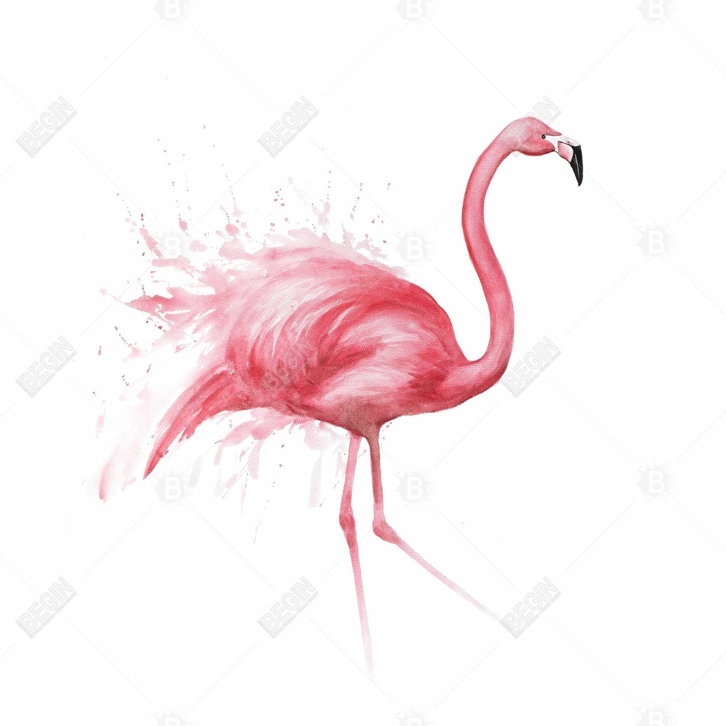 Pink Flamingo Watercolor Canvas - Home Decor Wall Art