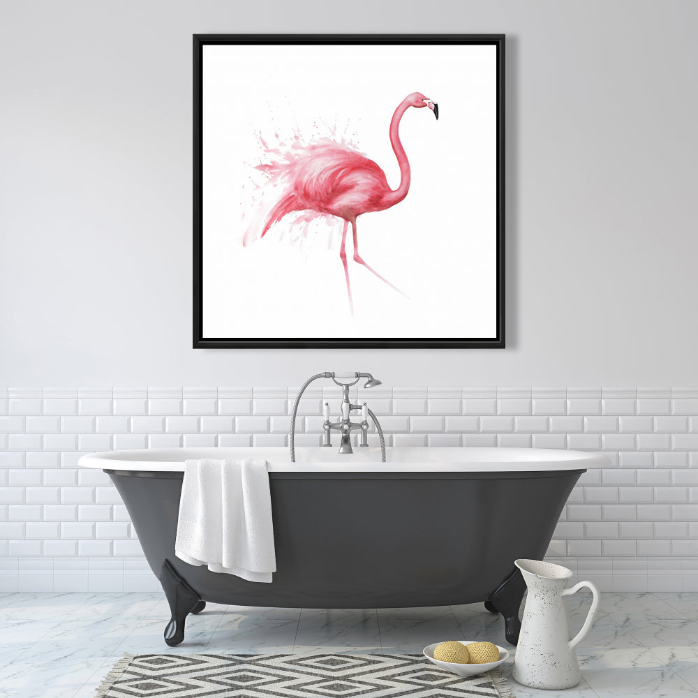 Toile aquarelle Flamant rose | Décoration de chambre - Art encadré