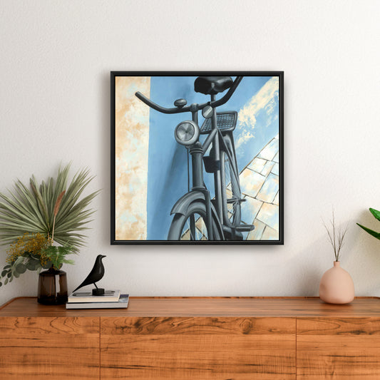 Toile bleue « Vélo abandonné » | Décoration murale pour salon