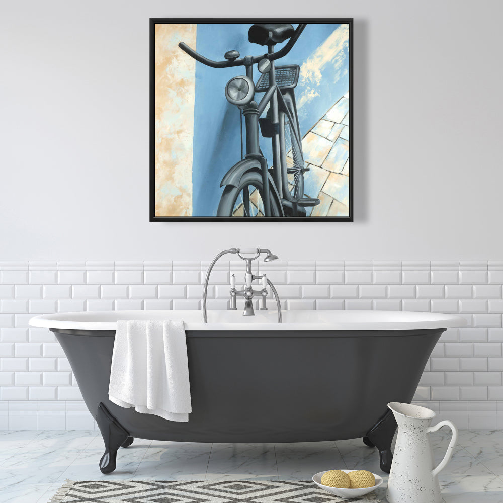Abandoned Bicycle Blue Canvas | Living Room Wall Art Decor