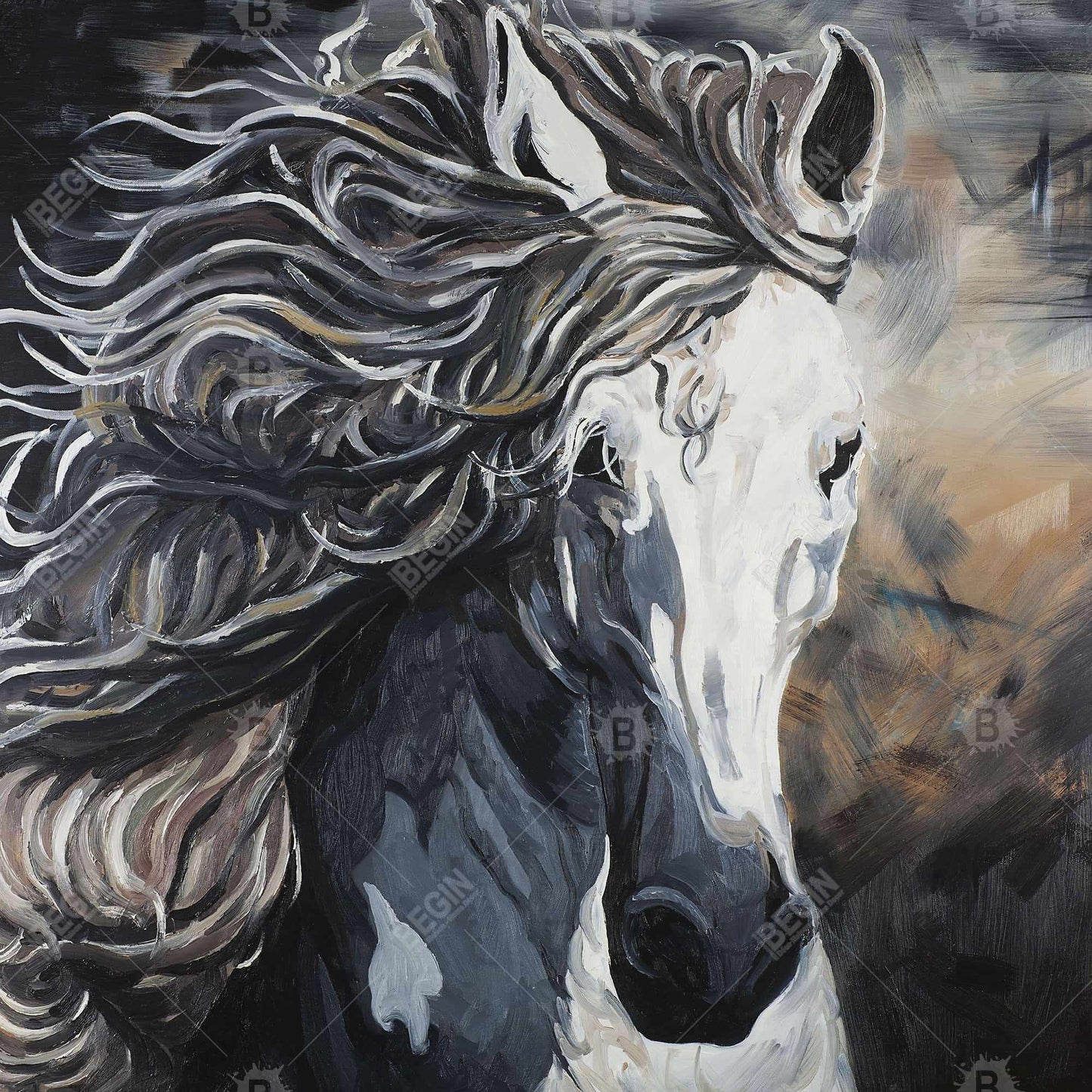 Toile bleue « Cheval sauvage » | Décoration de chambre contemporaine