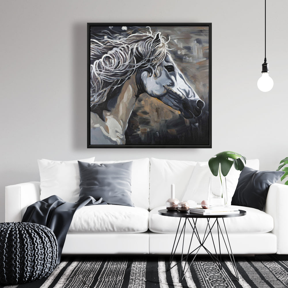 Toile Cheval sauvage | Art animalier de la ferme marron | Décoration d'intérieur