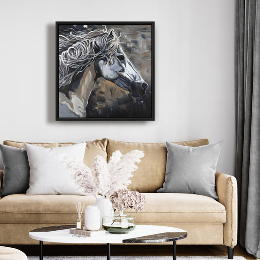 Toile Cheval sauvage | Art animalier de la ferme marron | Décoration d'intérieur