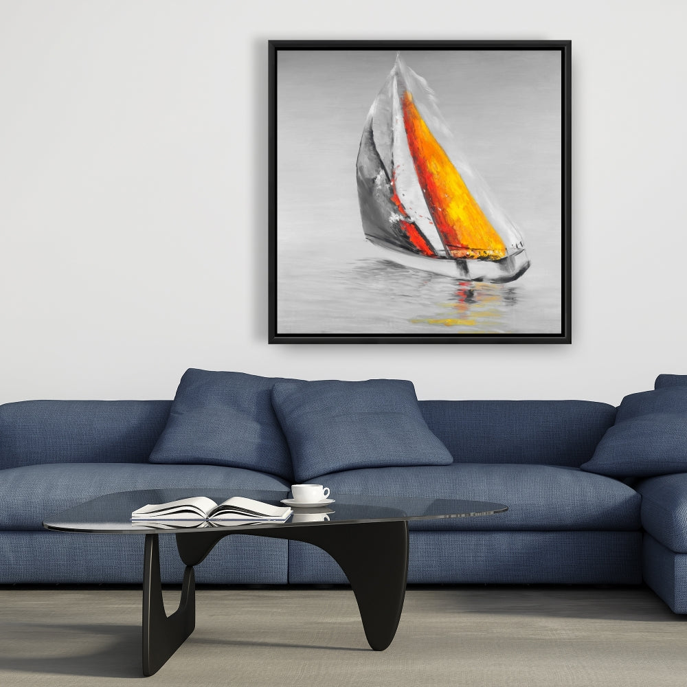 Two Colors Sailing Boat Canvas | Coastal Blue Home Decor
