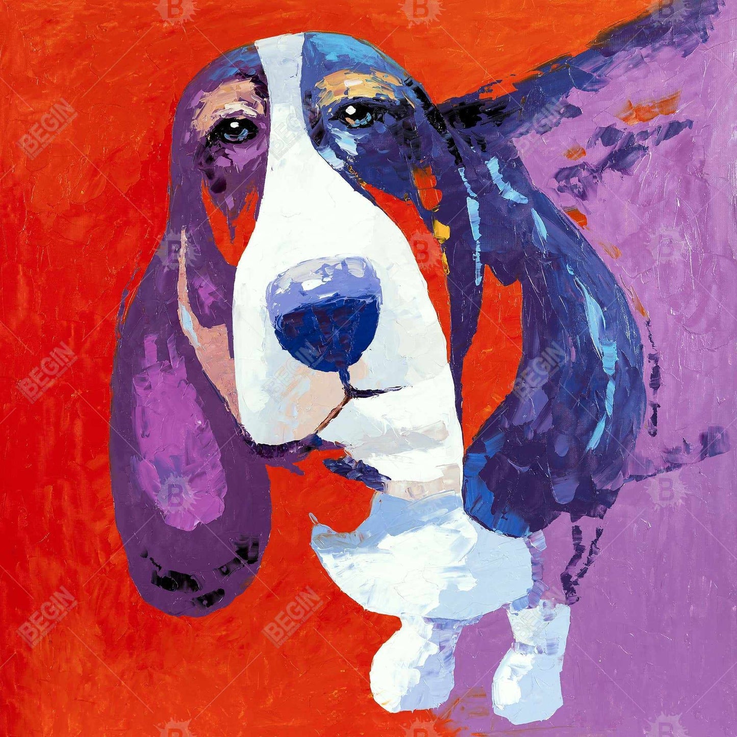 Abstract Colorful Basset Dog Canvas | Contemporary Pet Decor