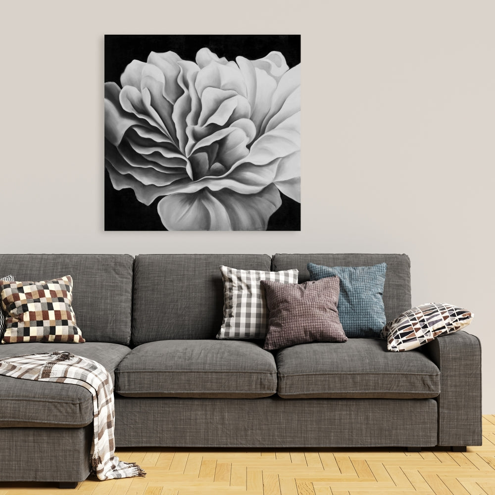 Beautiful Black and White Flower Canvas - Botanical Wall Art