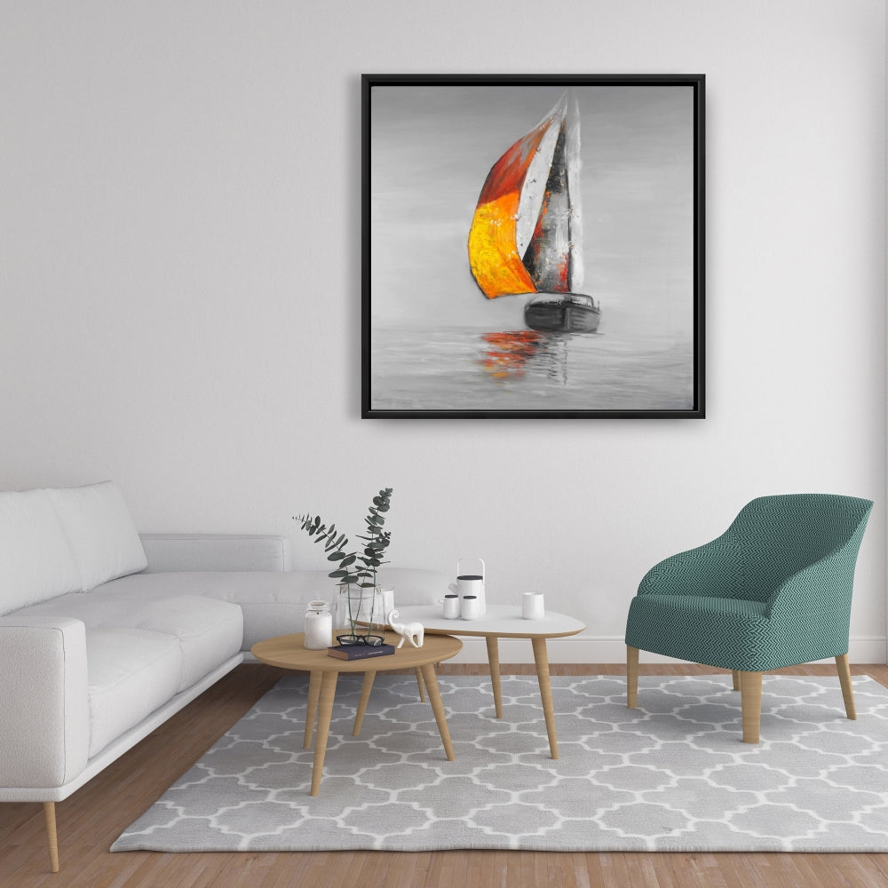 Coastal White Framed Canvas - Sail | Bedroom Wall Art Decor