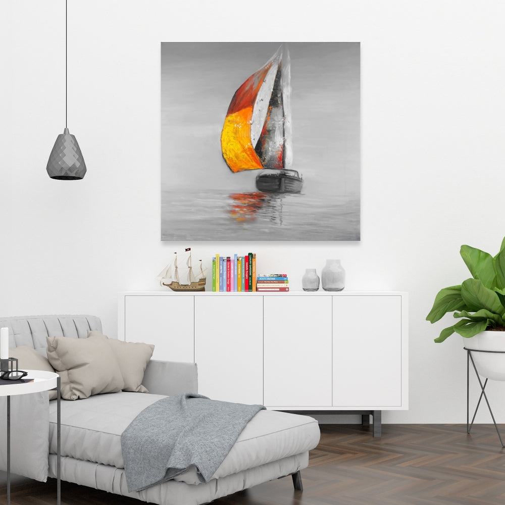 Contemporary White Boat Canvas - Sail Art for Home Decor